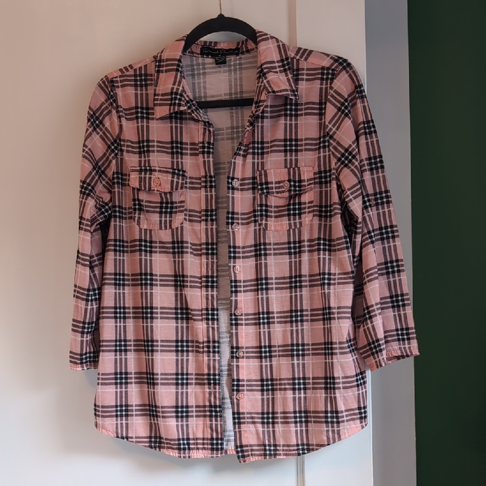 French Laundry Pink Plaid Button Down Shirt